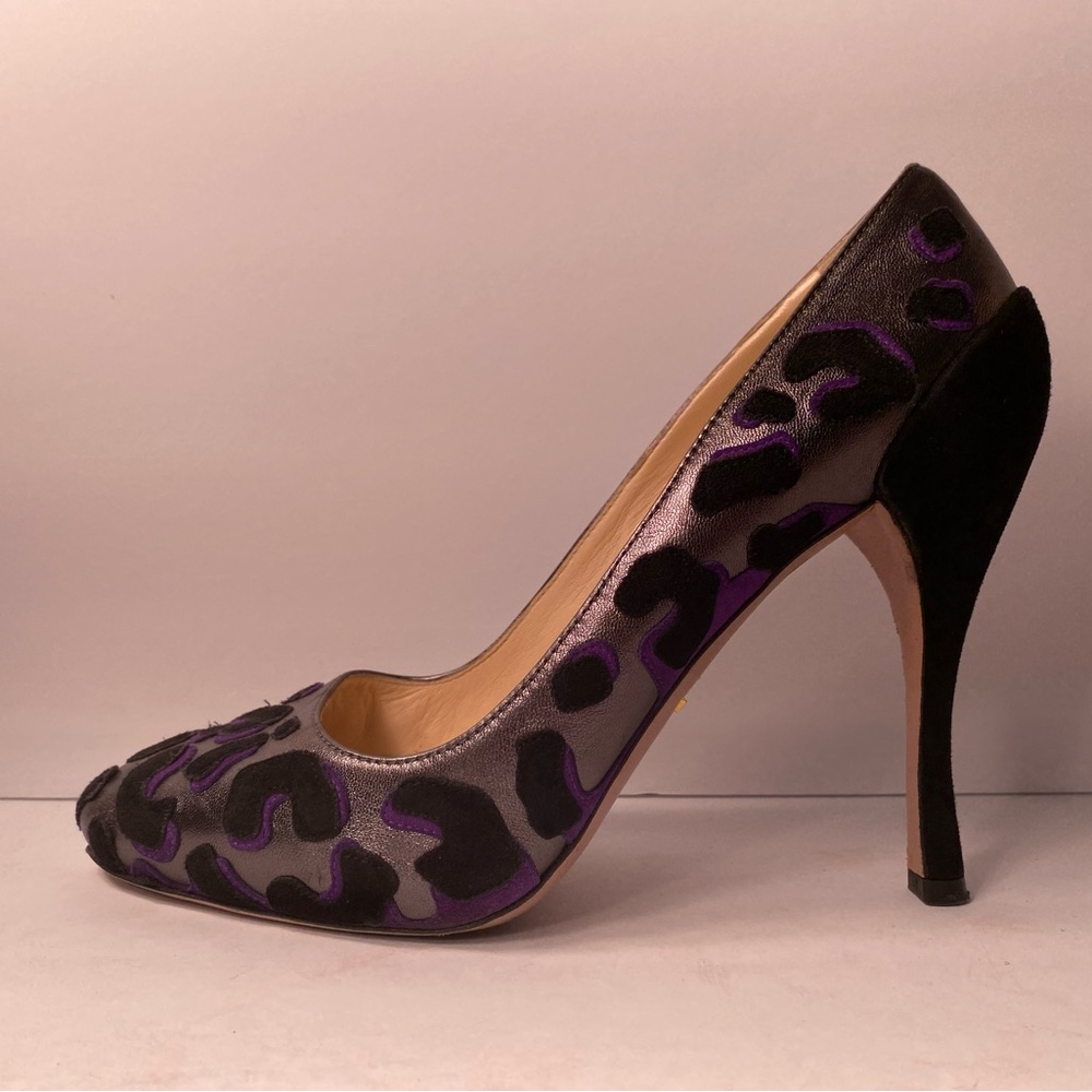 Prada suede pumps heels leopard pewter black purple 40 - Picture 2 of 12